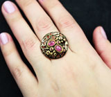 Серебряное кольцо с турмалинами и родолитами Серебро 925