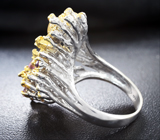 Серебряное кольцо с кристаллическим эфиопским опалом и самоцветами Серебро 925