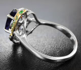 Серебряное кольцо с иолитом и цаворитами Серебро 925