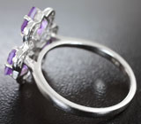 Чудесное серебряное кольцо с аметистами Серебро 925