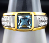 Стильное серебряное кольцо с насыщенно-синим топазом Серебро 925