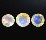 Набор из 3 ограненных эфиопских опалов 4,06 карата! Ярчайшая опалесценция 