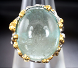 Серебряное кольцо с мятно-зеленым турмалином 28,6 карата Серебро 925