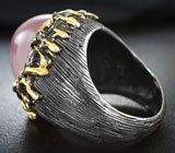 Серебряное кольцо с розовым кварцем, желтым сапфиром и родолитами Серебро 925