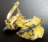Золотые серьги с резным матированным агатом 12,38 карата Золото