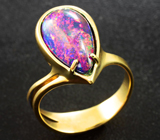 Золотое кольцо с кристаллическим черным опалом 3,8 карата Золото