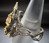 Серебряное кольцо с флюоритом и рубинами Серебро 925