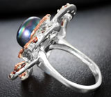 Серебряное кольцо с цветной жемчужиной и мозамбикскими гранатами Серебро 925