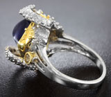 Серебряное кольцо с синим сапфиром и дымчатым кварцем Серебро 925