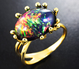 Золотое кольцо с кристаллическим черным опалом 4,75 карата Золото