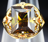 Золотое кольцо с коньячным сфеном высокой дисперсии 6,63 карата и бриллиантами Золото