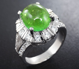 Стильное серебряное кольцо с зеленым турмалином Серебро 925
