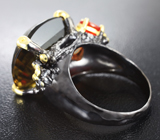 Серебряное кольцо с лимонным цитрином, корнелианом и ограненным мексиканским опалом Серебро 925