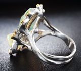 Серебряное кольцо с кристаллическими эфиопскими опалами, родолитами и цаворитами Серебро 925