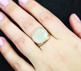 Золотое кольцо с ограненным лунным камнем 9,65 карата! Перламутровый отлив Золото