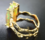 Золотое кольцо с крупным ярким эфиопским опалом 6,62 карата Золото