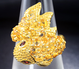 Серебряное кольцо «Золотая рыбка» с цитринами и мозамбикскими гранатами Серебро 925