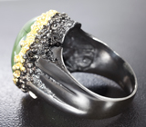 Серебряное кольцо с рутиловым пренитом 15+ карат Серебро 925