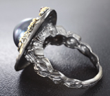 Серебряное кольцо с цветным жемчугом и родолитами Серебро 925