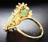 Золотое кольцо с эфиопскими опалами авторской огранки 5,85 карата, желтыми сапфирами и бриллиантами Золото