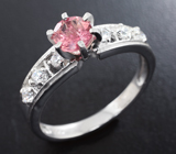 Изящное серебряное кольцо с розовым турмалином Серебро 925