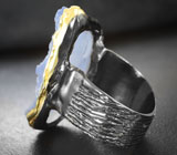 Серебряное кольцо с халцедоном ручной обработки, родолитом гранатом и аметистом Серебро 925