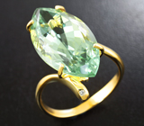 Золотое кольцо с зеленым аметистом 8,34 карата и бриллиантами Золото