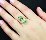 Золотое кольцо с зеленым аметистом 8,34 карата и бриллиантами Золото