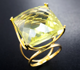 Золотое кольцо с чистейшим лимонным цитрином авторской огранки 43,76 карата Золото