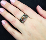 Черненое серебряное кольцо с разноцветными турмалинами Серебро 925