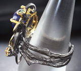 Серебряное кольцо c крупным синим кабошоном сапфира 7,3 карата Серебро 925