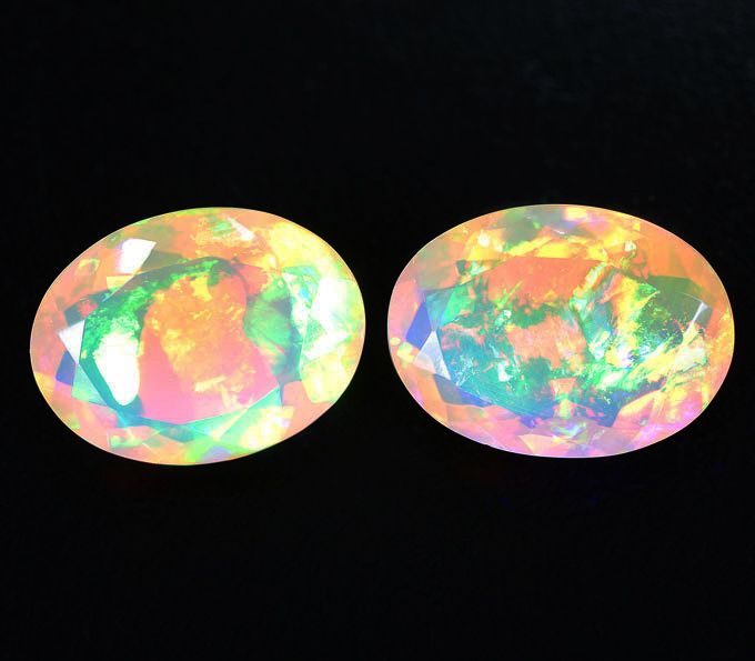 Топовое качество! Пара ограненных эфиопских опалов 7,96 карата