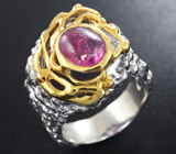 Серебряное кольцо с пурпурно-розовым турмалином Серебро 925