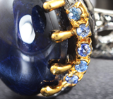 Серебряное кольцо cо звездчатым 20,5 карата и синими сапфирами Серебро 925
