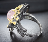 Серебряное кольцо с морганитом и изумрудами Серебро 925