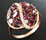 Чудесное серебряное кольцо с рубеллитами Серебро 925