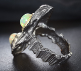 Серебряное кольцо с кристаллическими эфиопскими опалами и аметистами Серебро 925