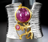 Серебряное кольцо с пурпурными сапфирами Серебро 925