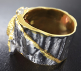Серебряное кольцо с пурпурно-розовым сапфиром 4 карата и перидотами Серебро 925