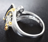 Серебряное кольцо с иолитом 2,96 карата, оранжевым сапфиром и цаворитами Серебро 925