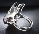 Серебряное кольцо с рубинами 6,33 карата и синими сапфирами Серебро 925