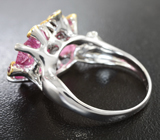 Серебряное кольцо с розовыми турмалинами 5,59 карата и сапфирами Серебро 925