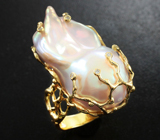 Золотое кольцо с крупной жемчужиной барокко 36,98 карата и бриллиантами! Исключительный люстр Золото