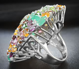 Фантастическое серебряное кольцо с самоцветами Серебро 925