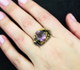 Серебряное кольцо с аметистом, мозамбикским гранатом и синим сапфиром Серебро 925