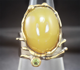 Серебряное кольцо с мексиканским желтым опалом и перидотом Серебро 925
