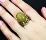 Серебряное кольцо с мексиканским желтым опалом и перидотом