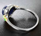 Серебряное кольцо со звездчатым сапфиром 5,1 карата и цаворитами Серебро 925
