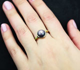 Серебряное кольцо со звездчатым сапфиром 5,1 карата и цаворитами Серебро 925