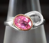 Серебряное кольцо с розовым турмалином Серебро 925